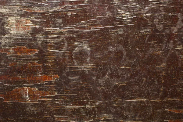 赤茶色の古いみすぼらしい木の板と塗料の白い斑点 ざらざらとした表面 — ストック写真