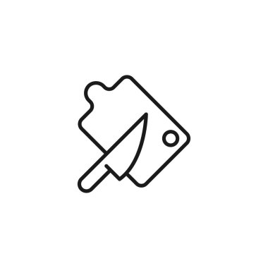 Mutfak konsepti. Büyük mutfak bıçağı ve kesme tahtası çizgisi simgesi