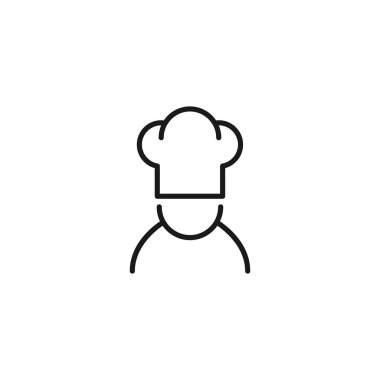 Yemek pişirme konsepti. Sarkık şapkalı şefin çizgi simgesi. 