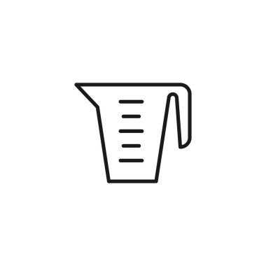 Mutfak konsepti. Sapı ve çizgileri olan ölçüm kabı büyük şeffaf çizgi simgesi