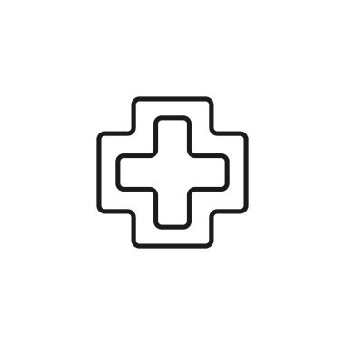 Tıp ve sağlık hizmetleri kavramı. Yuvarlak çerçevede basit çapraz çizgi simgesi