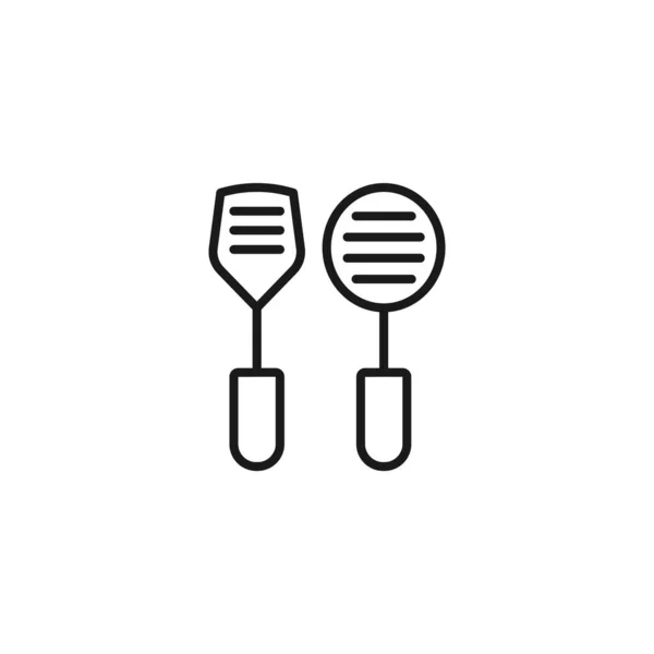 Mutfak konsepti. Spatula ve öğütülmüş kaşık simgesi