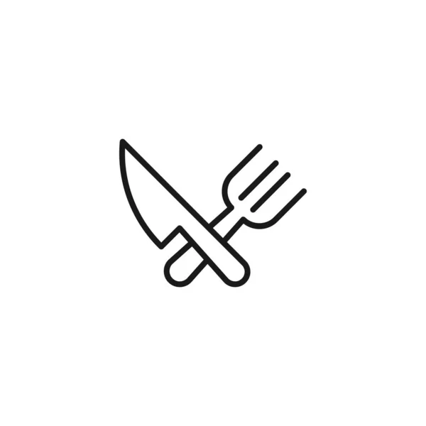 Culinair Concept Lijnpictogram Van Gekruist Mes Vork — Stockvector