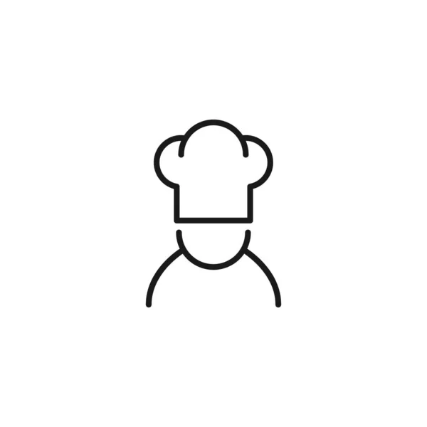 Yemek pişirme konsepti. Sarkık şapkalı şefin çizgi simgesi. 