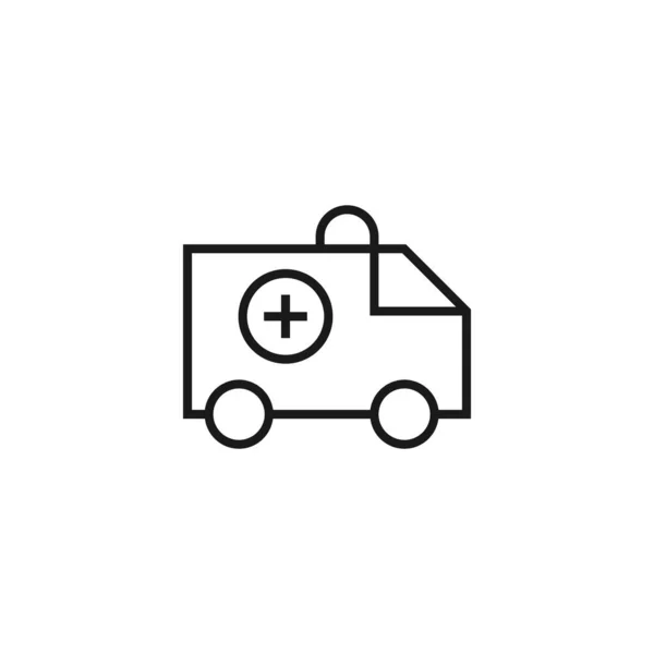 Concepto Salud Medicina Icono Línea Coche Médico Grande Con Cruz — Vector de stock