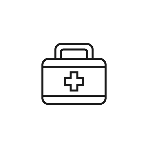 Egészségügyi Orvosi Koncepció Orvosi Bőrönd Vonalának Ikonja Kereszttel Táska Elején — Stock Vector