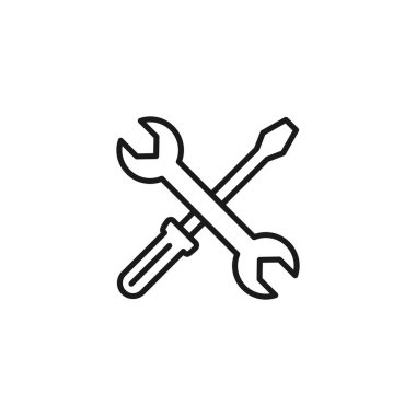 Mühendislik konsepti. İngiliz anahtarı ve yuvarlak dişli satır simgesi