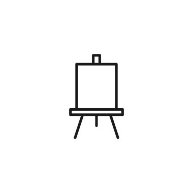Meslek ve meslek kavramı. Grafik tasarımcısı. Boş kanvalı sehpanın çizgi simgesi