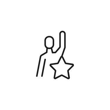 Meslek ve meslek kavramı. Web tasarımı veya mobil uygulama için yüksek kalite tasarım sembolü. Kameranın odak noktasında yüzü olmayan aktörün çizgi simgesi