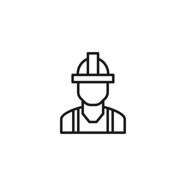 エンジニアの概念の専門家 ハード帽子と全体的に認識できない男性建設労働者のラインアイコン — ストックベクタ