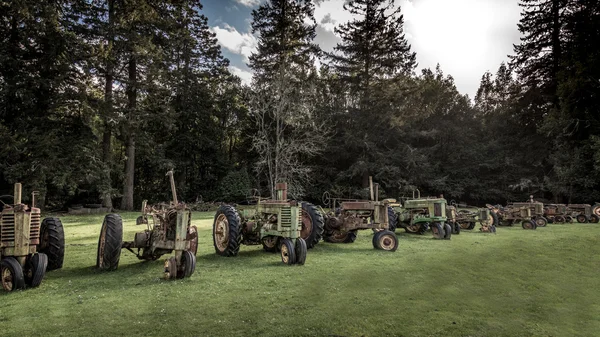 Tractores antiguos en un campo —  Fotos de Stock