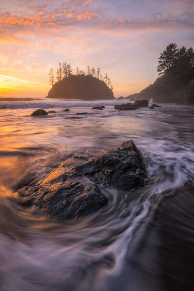 Sunset at a Rocky Beach, Northern California Coast