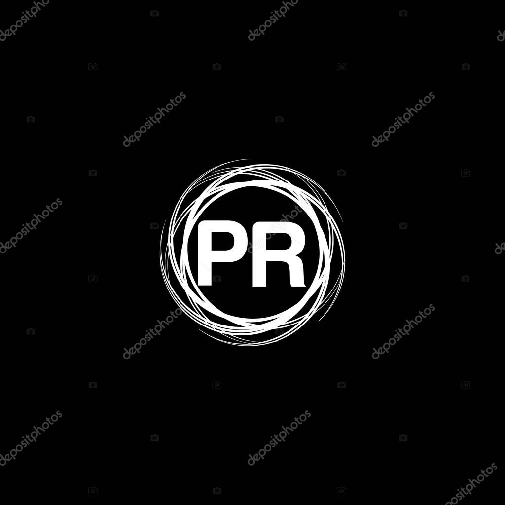 PR  MONOGRAM UNIQUE ABSTRACT GEOMETRIC LOGO DESIGN