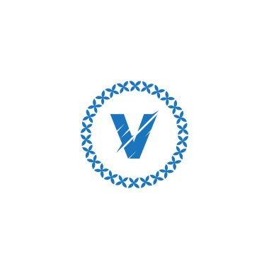 V Eşsiz soyut geometrik logo tasarımı