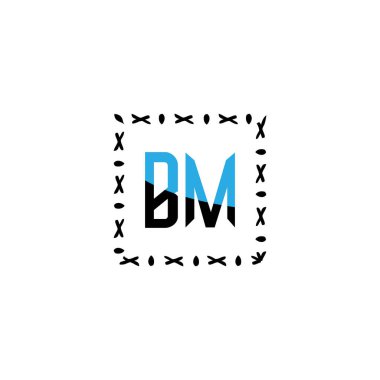 BM Eşsiz soyut geometrik logo tasarımı