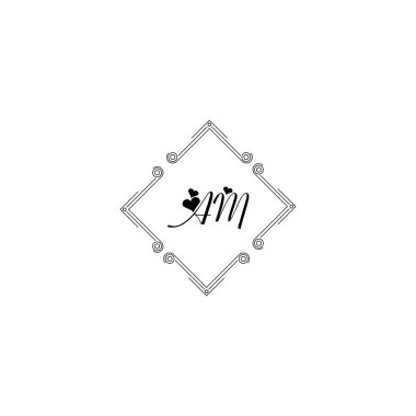 AM Eşsiz soyut geometrik logo tasarımı