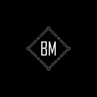 BM Eşsiz soyut geometrik logo tasarımı