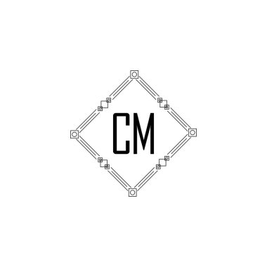 CM Eşsiz soyut geometrik logo tasarımı