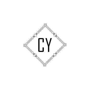 CY Eşsiz soyut geometrik logo tasarımı