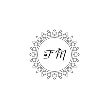 FM Eşsiz soyut geometrik logo tasarımı