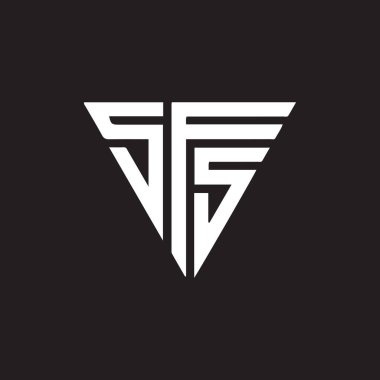 Siyah arka planda SFS harf logosu tasarımı. SFS yaratıcı harflerin baş harfleri logo kavramı. SFS harf tasarımı. 