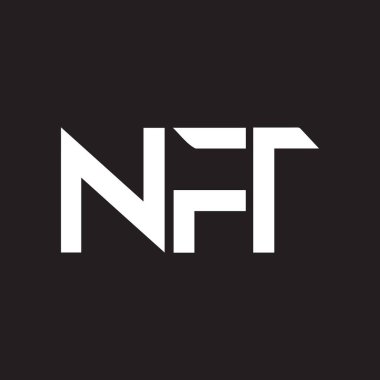 Siyah arka planda NTF harf logosu tasarımı. NTF yaratıcı harflerin baş harfleri logo kavramı. NTF harf tasarımı.. 