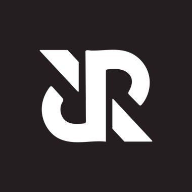 Siyah arka planda JR harf logosu tasarımı. JR yaratıcı harflerin baş harfleri logo kavramı. JR harf tasarımı.. 