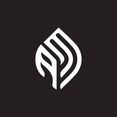AM harfi logo tasarımı siyah arka planda. AM yaratıcı harflerin baş harfleri harf logosu tasarımı.. 