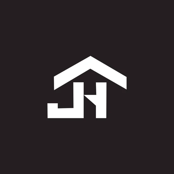 黒い背景にJhの文字のロゴデザイン Jhクリエイティブイニシャルレターロゴコンセプト Letter Design — ストックベクタ