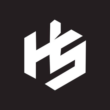 Siyah arkaplan üzerine HS harf logosu tasarımı. Yaratıcı harflerin baş harfleri logo kavramı. HS harf tasarımı.. 