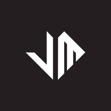 Siyah arkaplan üzerine JM mektup logosu tasarımı. JM yaratıcı harflerin baş harfleri logo kavramı. JM harf tasarımı.. 