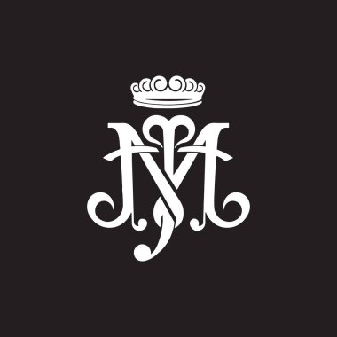 Siyah arkaplan üzerine JM mektup logosu tasarımı. JM yaratıcı harflerin baş harfleri logo kavramı. JM harf tasarımı.. 