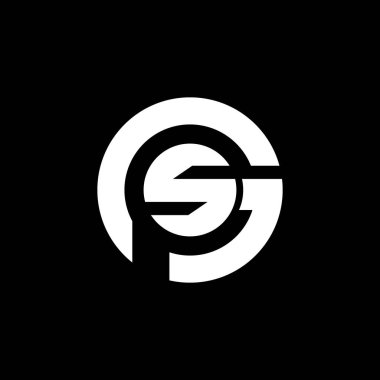 Siyah arka planda GPS harfi logosu tasarımı. GPS yaratıcı harf logosu konsepti. GPS harf tasarımı. 