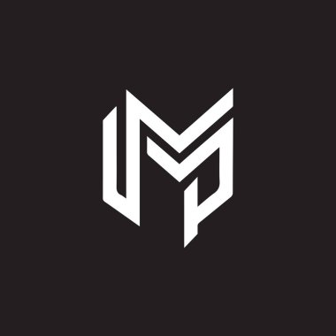 MP 'nin siyah arkaplan üzerine logo tasarımı. MP yaratıcı harflerin baş harfleri logo konsepti. MP harf tasarımı. 
