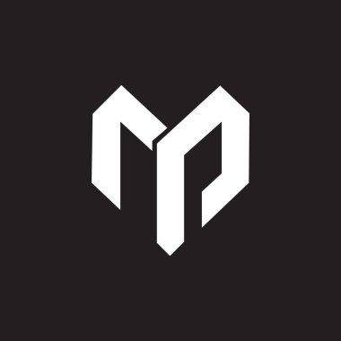 MP 'nin siyah arkaplan üzerine logo tasarımı. MP yaratıcı harflerin baş harfleri logo konsepti. MP harf tasarımı. 