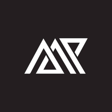 MP 'nin siyah arkaplan üzerine logo tasarımı. MP yaratıcı harflerin baş harfleri logo konsepti. MP harf tasarımı. 