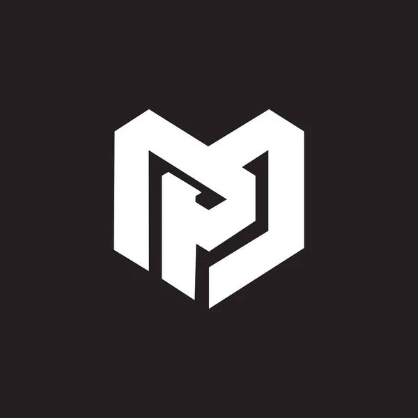 黒の背景にMpの手紙のロゴデザイン Mpの創造的なイニシャルの手紙のロゴのコンセプト Mpの手紙のデザイン — ストックベクタ