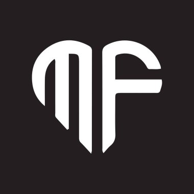 Siyah arkaplan üzerine MF harf logosu tasarımı. MF yaratıcı harflerin baş harfleri logo kavramı. MF harf tasarımı.. 