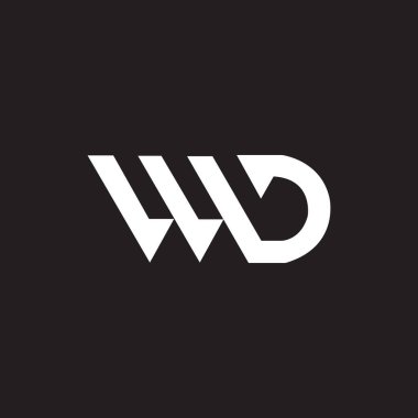 Siyah arkaplan üzerine WD harf logosu tasarımı. WD yaratıcı harflerin baş harfleri logo kavramı. WD harf tasarımı.. 