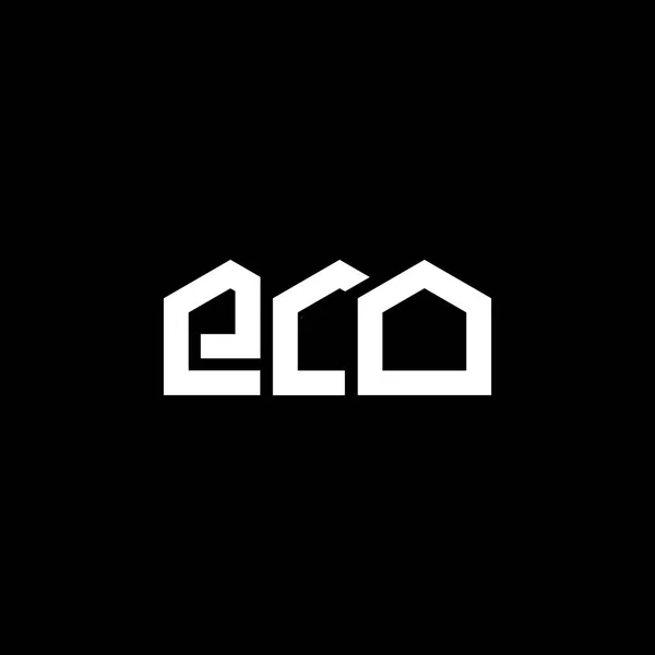 Eco Brev Logotyp Design Svart Bakgrund Eco Kreativa Initialer Brev — Stock vektor