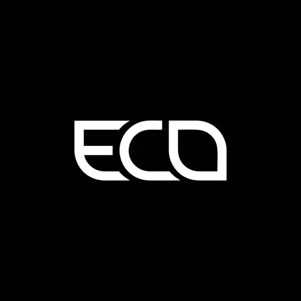Design Logotipo Carta Eco Fundo Preto Eco Criativa Iniciais Conceito — Vetor de Stock