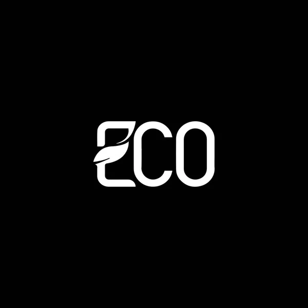 Eco Brev Logotyp Design Svart Bakgrund Eco Kreativa Initialer Brev — Stock vektor