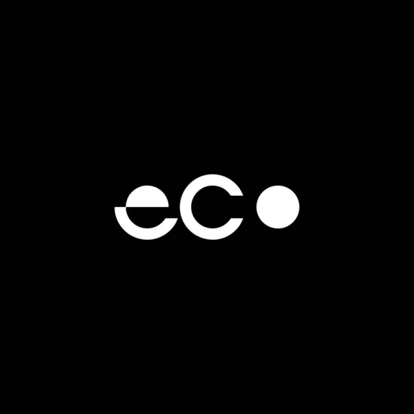 Eco Brev Logotyp Design Svart Bakgrund Eco Kreativa Initialer Brev — Stock vektor