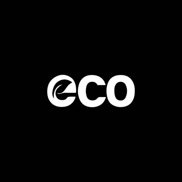 Eco Brev Logotyp Design Svart Bakgrund Eco Kreativa Initialer Brev — Stock vektor