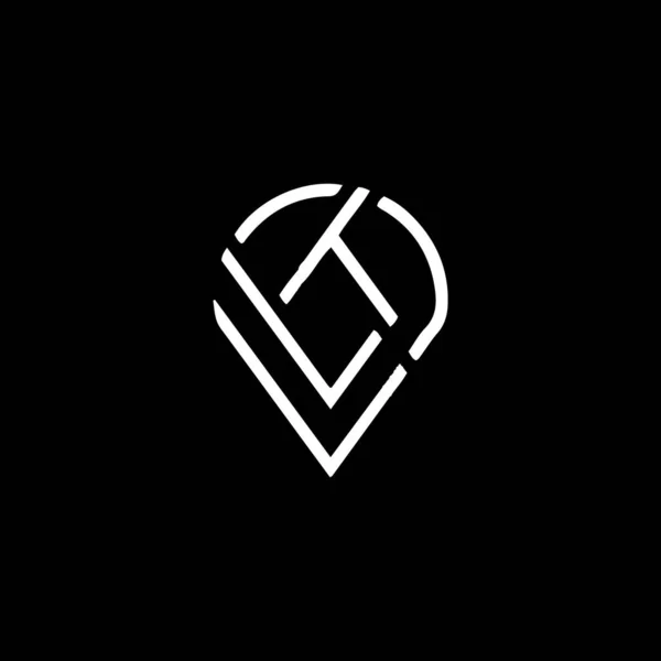 Lvt Brev Logo Design Sort Baggrund Lvt Kreative Initialer Brev – Stock-vektor