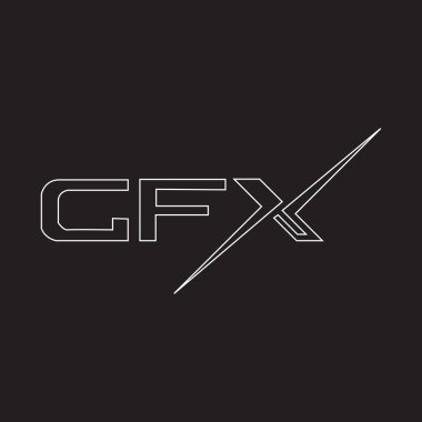 Siyah arkaplan üzerine GFX harf logosu tasarımı. GFX yaratıcı harf logosu kavramı. GFX harf tasarımı.. 