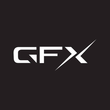 Siyah arkaplan üzerine GFX harf logosu tasarımı. GFX yaratıcı harf logosu kavramı. GFX harf tasarımı.. 