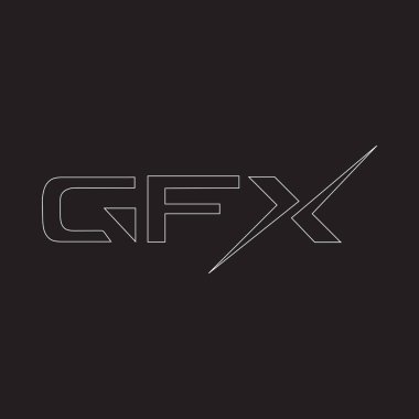 Siyah arkaplan üzerine GFX harf logosu tasarımı. GFX yaratıcı harf logosu kavramı. GFX harf tasarımı.. 