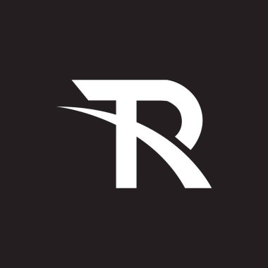 Siyah arkaplan üzerine TR harf logosu tasarımı. TR yaratıcı harflerin baş harfleri logo kavramı. TR harf tasarımı.. 