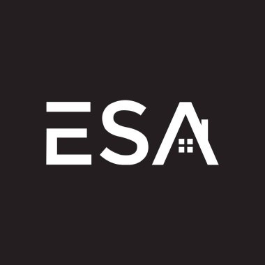 Siyah arkaplan üzerine ESA harf logosu tasarımı. ESA yaratıcı harflerin baş harfleri logosu. ESA harf tasarımı.. 